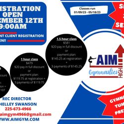 Athletes In Motion - AIM - Register NOW for gym classes!!!