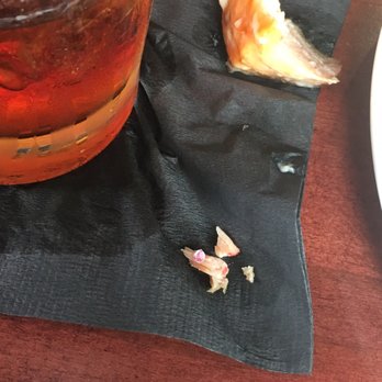 73 & Main - Piece of salmon removed that contained the foreign object - Seafood Near Me - Mount Pleasant, North Carolina