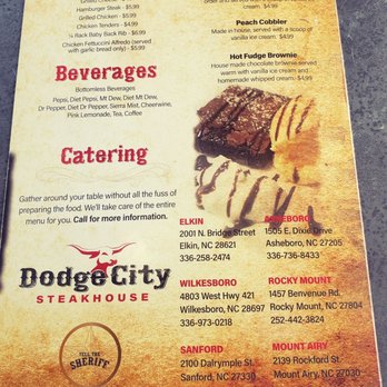 Dodge City Steakhouse - Menu - Kids Menu, Drinks, and Desserts. - Steakhouses Near Me - Mount Airy, North Carolina