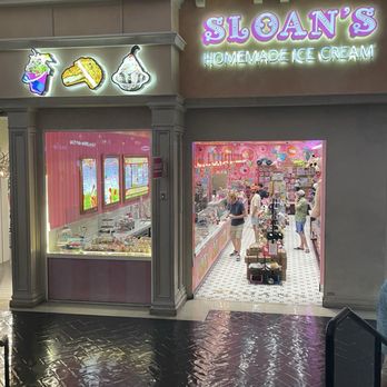 Sloan's Ice Cream - Shop Entrance from the bridge over the canal - Ice Cream & Frozen Yogurt Near Me - Las Vegas, Nevada Sloan's Ice Cream - Shop Entrance from the bridge over the canal - Ice Cream & Frozen Yogurt Near Me - Las Vegas, Nevada