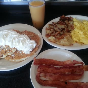 Crepe House Brunch & Spirits - Pecan Pancakes, bacon, potatoes, scrambled eggs, & Orange Juice - American Near Me - Utica, Michigan Crepe House Brunch & Spirits - Pecan Pancakes, bacon, potatoes, scrambled eggs, & Orange Juice - American Near Me - Utica, Michigan