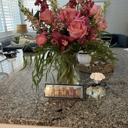"Spun Sugar" arrangement, rose diffuser, and macarons