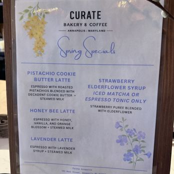 Curate Annapolis - Spring specials - Coffee & Tea Near Me - Annapolis, Maryland