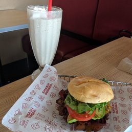 Cheddar burger with BLT & avo - I'm not a huge fan of their burger cuz it's not juicy. Chameleon Coffee shake good but watery Cheddar burger with BLT & avo - I'm not a huge fan of their burger cuz it's not juicy. Chameleon Coffee shake good but watery