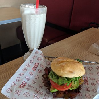 Smashburger - Cheddar burger with BLT & avo - I'm not a huge fan of their burger cuz it's not juicy. Chameleon Coffee shake good but watery - Burgers Near Me - East Brunswick, New Jersey Smashburger - Cheddar burger with BLT & avo - I'm not a huge fan of their burger cuz it's not juicy. Chameleon Coffee shake good but watery - Burgers Near Me - East Brunswick, New Jersey