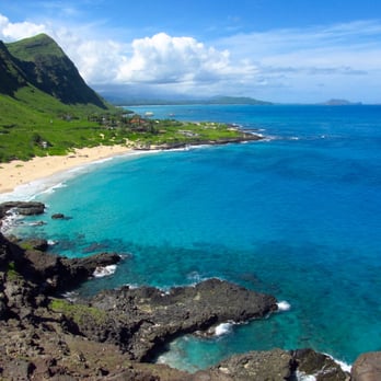 Kaupo Beach Park - The beach/cove from a lookout above - Parks Near Me - Waimanalo, Hawaii