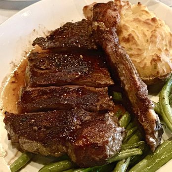 SLAY Steak + Fish House - Delmonico steak, twice baked potatoes and green beans - Seafood Near Me - Manhattan Beach, California SLAY Steak + Fish House - Delmonico steak, twice baked potatoes and green beans - Seafood Near Me - Manhattan Beach, California