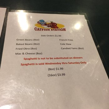 A and J's Catfish Station - dinner menu - Seafood Near Me - Memphis, Tennessee