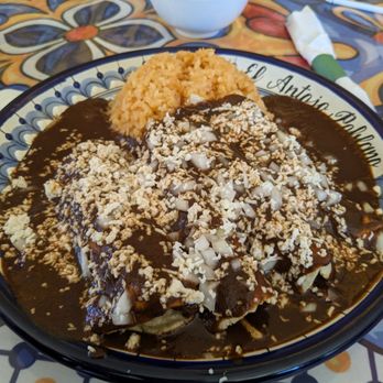 El Antojo Poblano - A chicken mole dish in corn baked tortillas (gringo explanation) - Mexican Near Me - Tucson, Arizona