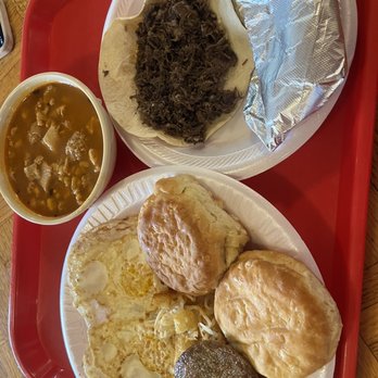 Donn's BBQ - Jim's special, small menudo and barbacoa taco on flour. Diced onion, cilantro and jalapeño available at the counter - Barbeque Near Me - Austin, Texas