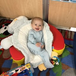 My son smiling at his amazing teachers