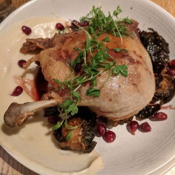 Shaker + Spear - The duck that made my mouth water. With brussel sprouts, mashed potatoe puree and pomegranate - Seafood Near Me - Seattle, Washington Shaker + Spear - The duck that made my mouth water. With brussel sprouts, mashed potatoe puree and pomegranate - Seafood Near Me - Seattle, Washington