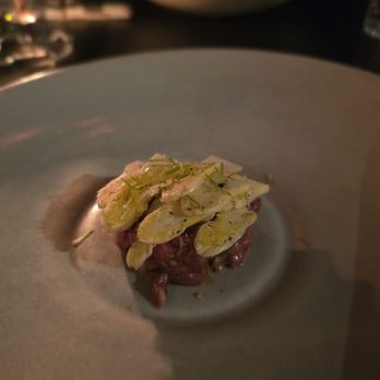 Jeune Et Jolie - Tartare - anderson ranch lamb, white asparagus, mustard seed, spruce. VERY peppery. I coughed a lot, but it was still yummy. - French Near Me - Carlsbad, California Jeune Et Jolie - Tartare - anderson ranch lamb, white asparagus, mustard seed, spruce. VERY peppery. I coughed a lot, but it was still yummy. - French Near Me - Carlsbad, California