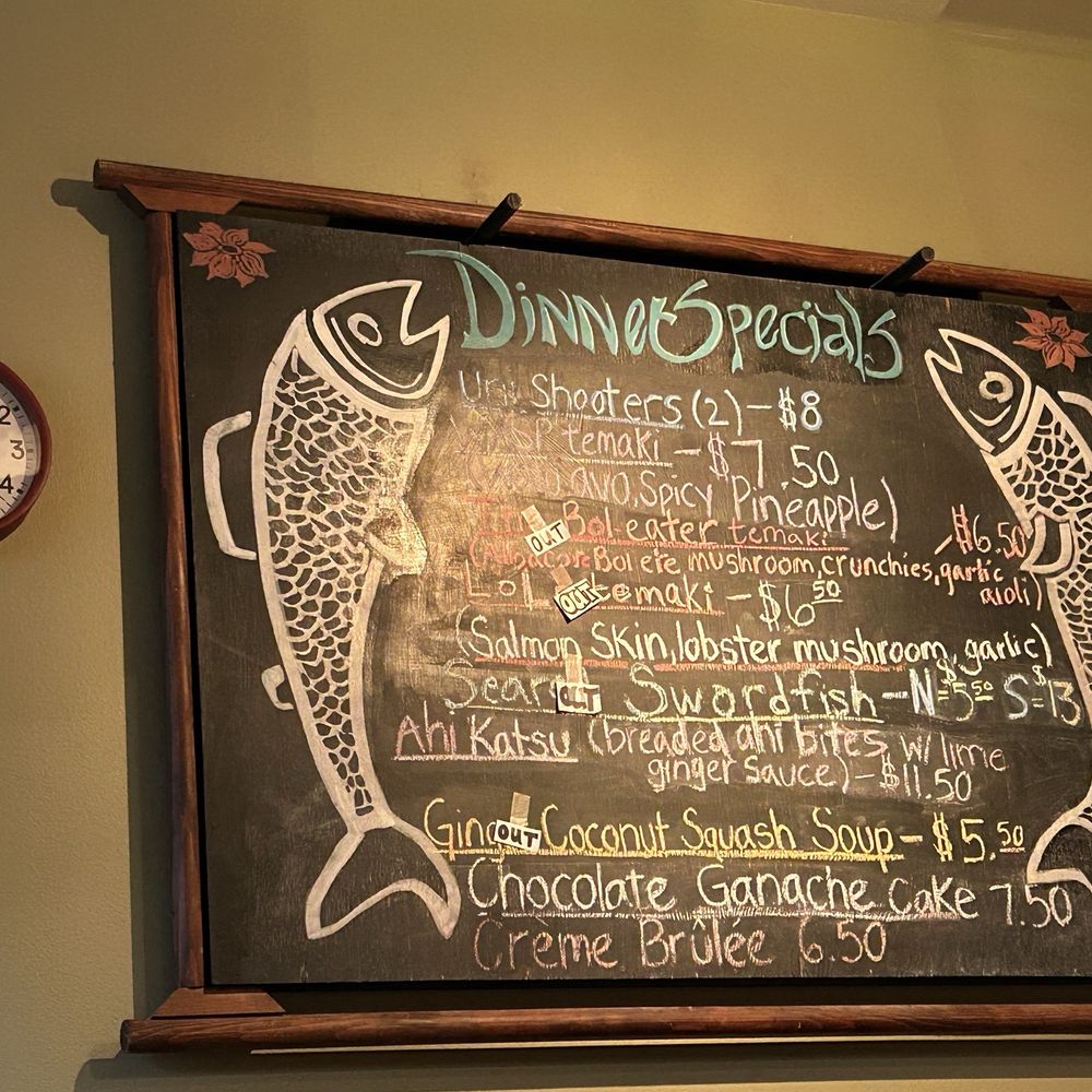 Sushi Okalani - a sign on the wall with specials - Sushi Bars Near Me - Hood River, Oregon
