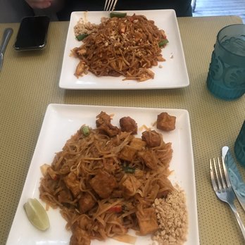 Sisters Thai - Bottom- tofu with pad Thai Top- chicken pad Thai - Thai Near Me - Fairfax, Virginia Sisters Thai - Bottom- tofu with pad Thai Top- chicken pad Thai - Thai Near Me - Fairfax, Virginia