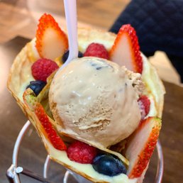 strawberries, blueberries, raspberries, and ice cream strawberries, blueberries, raspberries, and ice cream