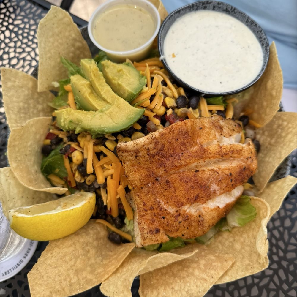 Boulder’s Bar & Grill - Baja salad with blackened grouper - Salad Near Me - High Point, North Carolina Boulder’s Bar & Grill - Baja salad with blackened grouper - Salad Near Me - High Point, North Carolina