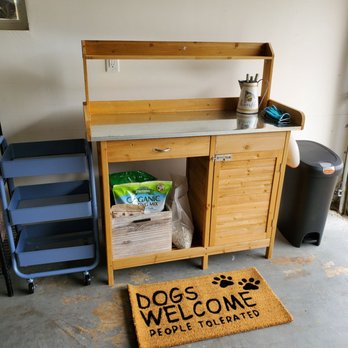 TrustyWrench - Gardening workbench with storage plus small rolling cart with three shelves for added storage and easy transport of large or heavy items. - TV Mounting Near Me TrustyWrench - Gardening workbench with storage plus small rolling cart with three shelves for added storage and easy transport of large or heavy items. - TV Mounting Near Me