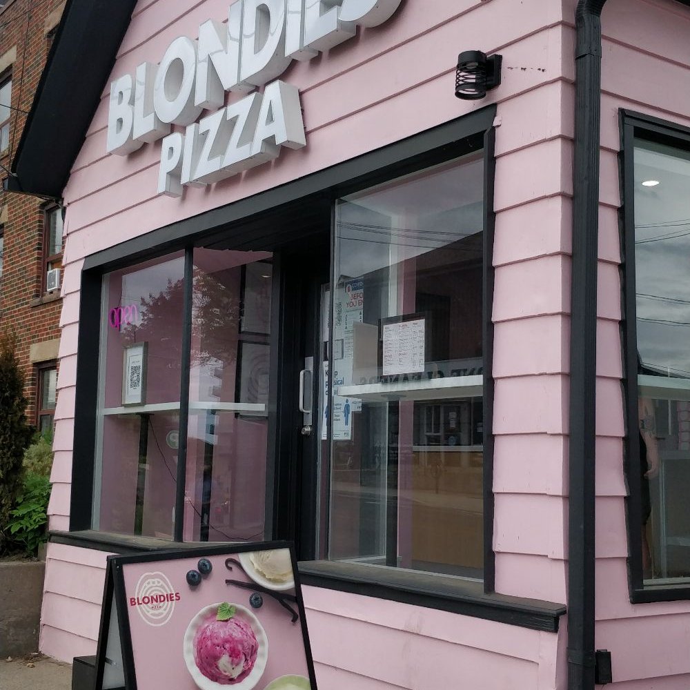 Blondie’s Pizza - a pink building with a sign for blondies pizza - Pizza Near Me - Mississauga, Ontario Blondie’s Pizza - a pink building with a sign for blondies pizza - Pizza Near Me - Mississauga, Ontario