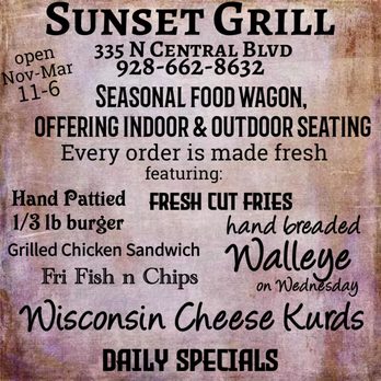 Sunset Grill - the menu for the restaurant - Food Stands Near Me - Quartzsite, Arizona Sunset Grill - the menu for the restaurant - Food Stands Near Me - Quartzsite, Arizona