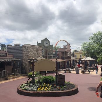 Frontier City - Themed area with Brain Drain in the background - Amusement Parks Near Me - Oklahoma City, Oklahoma Frontier City - Themed area with Brain Drain in the background - Amusement Parks Near Me - Oklahoma City, Oklahoma