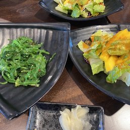 Seaweed salad, mango salad