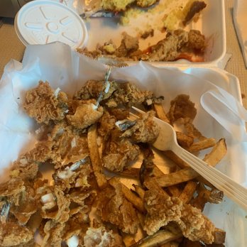 Sal's Gumbo Shack - The hard cornbread and the pieces of catfish left behind because of all the rubbery slimy silver skin. Inedible. - Seafood Near Me - Long Beach, California Sal's Gumbo Shack - The hard cornbread and the pieces of catfish left behind because of all the rubbery slimy silver skin. Inedible. - Seafood Near Me - Long Beach, California
