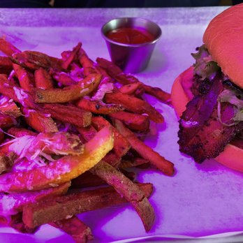 Turn Restaurant - Turn Burger of the Month: Coffee rubbed beef patty, bacon, pepperjack cheese, red eye mayo with a side of Asiago Truffle Fries - Breakfast & Brunch Near Me - St. Louis, Missouri