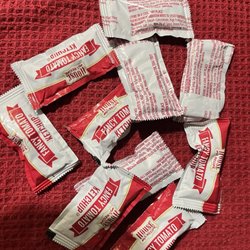 Smash Town Burgers - More ketchup than onion rings, but thank goodness there package and half for each onion ring