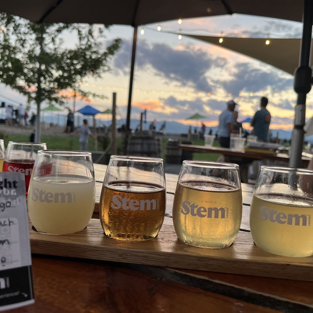 Stem Ciders - Flight- Hard Mango Lemonade, Hard Peach Tea, The Manhattan, The Singapore Sling - Bars Near Me - Denver, Colorado Stem Ciders - Flight- Hard Mango Lemonade, Hard Peach Tea, The Manhattan, The Singapore Sling - Bars Near Me - Denver, Colorado