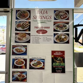 Baja Springs - a menu for a mexican restaurant - Grocery Near Me - Palm Springs, California Baja Springs - a menu for a mexican restaurant - Grocery Near Me - Palm Springs, California
