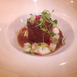 Castle Bow Bar And Grill - Slow cooked venison starter, with pickled vegetables and a smashing sauce.