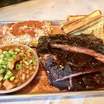 Apocalypse BBQ - 2-person platter with Cafecito Ribs, Abuelita Beans, Elote - Food Trucks Near Me - Miami, Florida