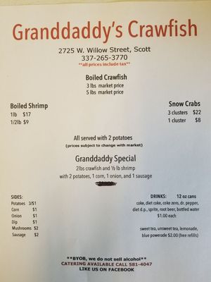 Menu photo 3 Granddaddy's Crawfish Scott, LA Menu photo 3 Granddaddy's Crawfish Scott, LA