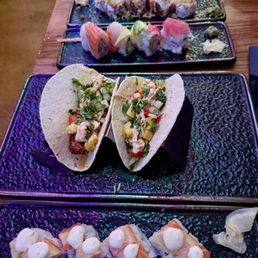 Tacos and sushi rolls Tacos and sushi rolls