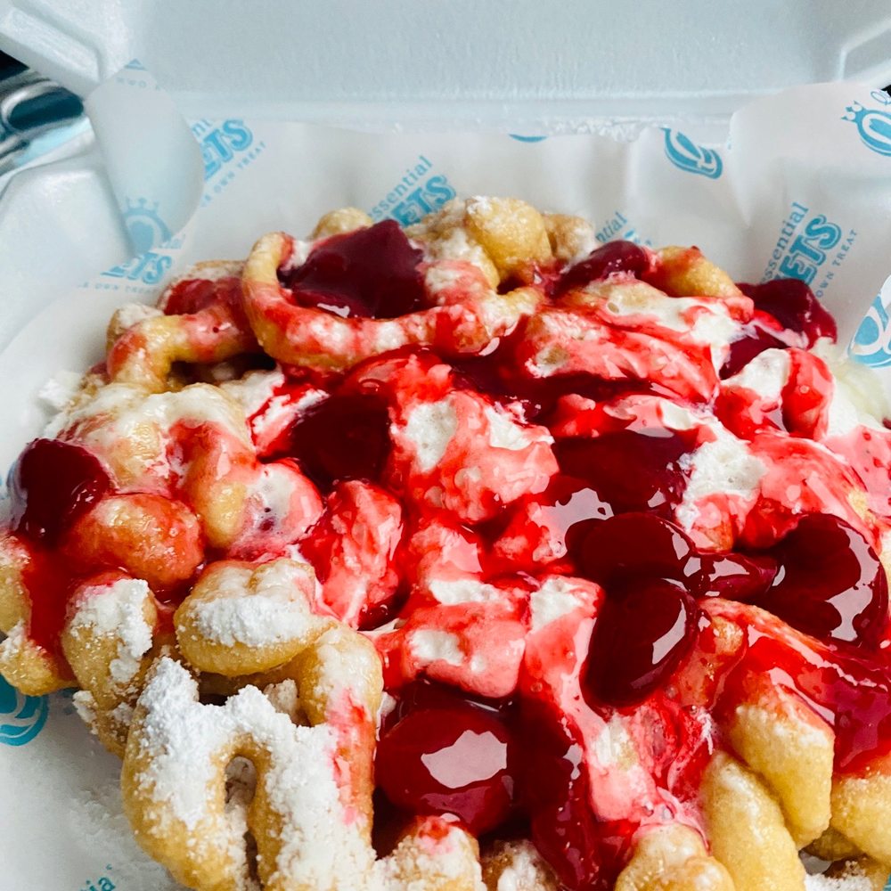 Quintessential Sweets - Strawberry Shortcake Funnel Cake - Desserts Near Me - Bartlett, Tennessee Quintessential Sweets - Strawberry Shortcake Funnel Cake - Desserts Near Me - Bartlett, Tennessee