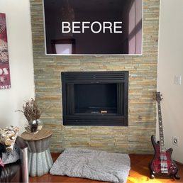 This is the before picture, when we had a non-functional, "ventless" fireplace.