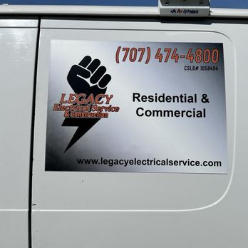 Legacy Electrical Service & Construction - Company van with business information - Electricians Near Me - Vacaville, California Legacy Electrical Service & Construction - Company van with business information - Electricians Near Me - Vacaville, California