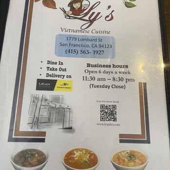 Ly's Vietnamese Cuisine - Menu / Hours - Vietnamese Near Me - San Francisco, California