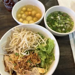 Pho Ga Kho (dried chicken pho) + add side of trung non (young egg) Pho Ga Kho (dried chicken pho) + add side of trung non (young egg)