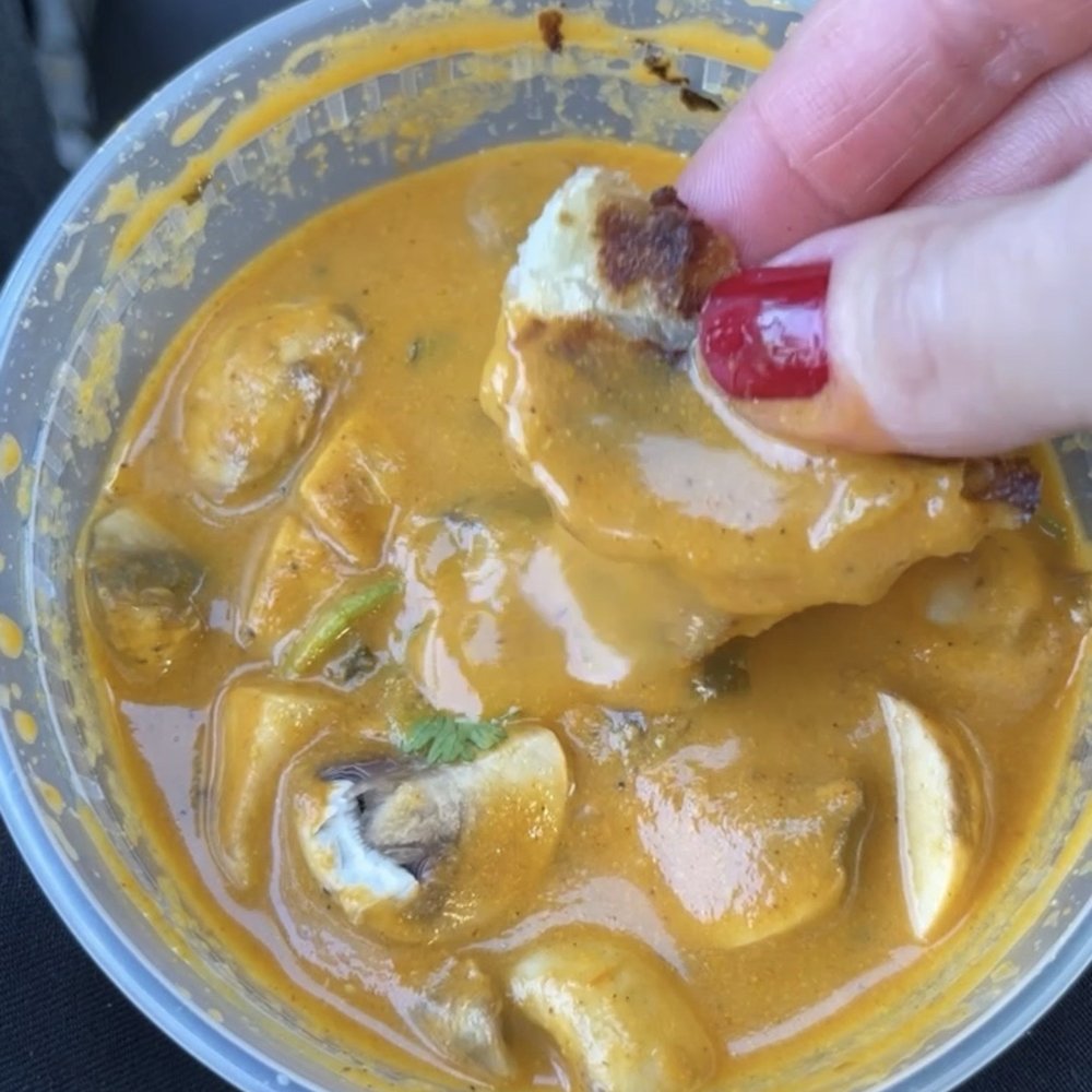 Appu's Cafe - Vegan Mushroom Soup (Grande) & tawa paratha flatbread - Vegan Near Me - Long Beach, California Appu's Cafe - Vegan Mushroom Soup (Grande) & tawa paratha flatbread - Vegan Near Me - Long Beach, California