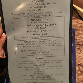 Riverwalk At Tin City - Drink menu front - Seafood Near Me - Naples, Florida Riverwalk At Tin City - Drink menu front - Seafood Near Me - Naples, Florida