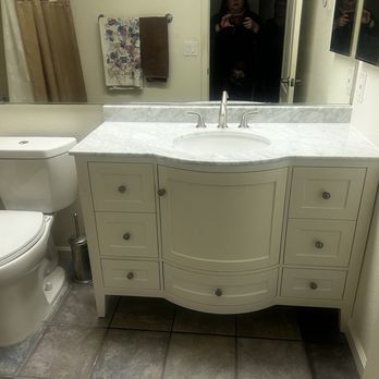 Johns Plumbing & Rooter - 48" vanity with backsplash installed by John's Plumbing - Plumbing Near Me Johns Plumbing & Rooter - 48" vanity with backsplash installed by John's Plumbing - Plumbing Near Me