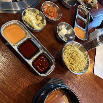 Hanwoo - Sauces, condiments and soup. The daikon is amazing! - Barbeque Near Me - Port Orange, Florida