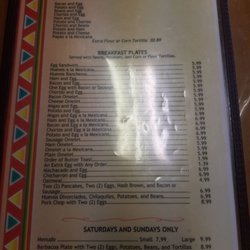 Hacienda Restaurant - Menu