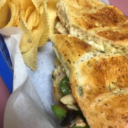 Katie's Subs - Chicken Melt with a side of chips - YUM!