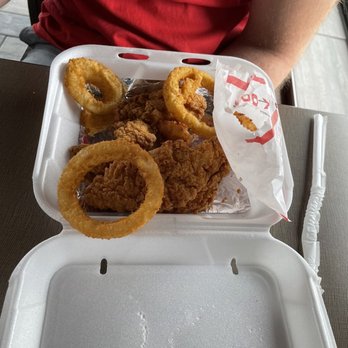 Cook Out - Chicken strip tray, onion rings , cheese bites - Hot Dogs Near Me - Campbellsville, Kentucky Cook Out - Chicken strip tray, onion rings , cheese bites - Hot Dogs Near Me - Campbellsville, Kentucky