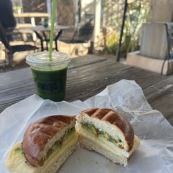 The Breakdown - Green juice and breakfast sandwich