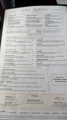 Menu photo 1 Five Horses Tavern Boston, MA
