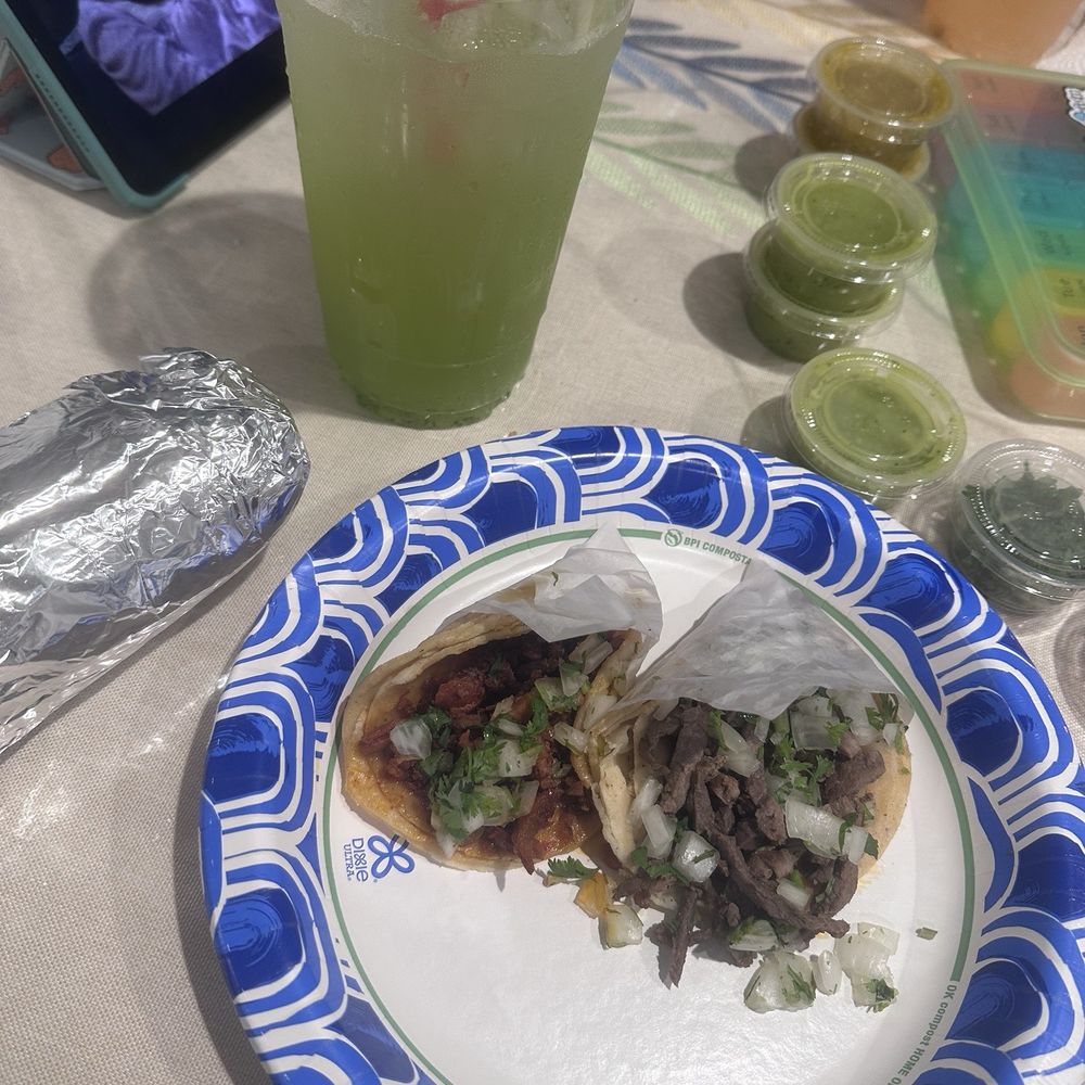 Coyote Taqueria - Cucumber Fresca, asada burrito (size of a newborn baby), asada taco, and pork taco. The salsa bar love love - Mexican Near Me - Menifee, California Coyote Taqueria - Cucumber Fresca, asada burrito (size of a newborn baby), asada taco, and pork taco. The salsa bar love love - Mexican Near Me - Menifee, California